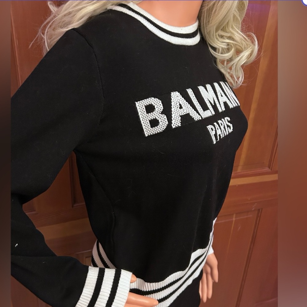 Authentic Balmain intarsia-knit logo jumper. - Picture 7 of 16